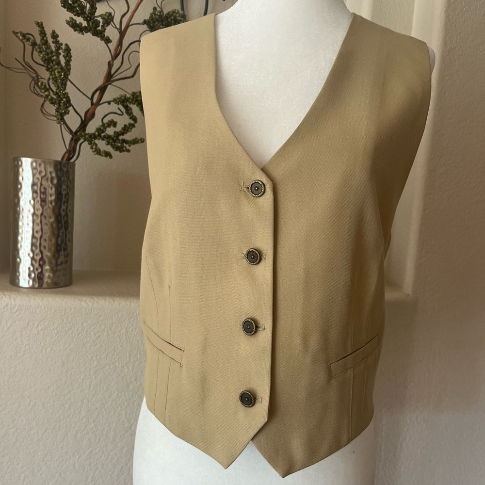 Lily's Of Beverly Hills Vintage Womens Cream Beige Vest Medium